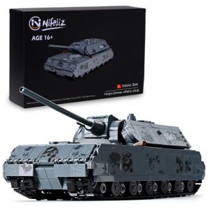 Kit de Construção Tanque de Guerra Panzer VIII Maus para Colecionadores com 2300 Peças, Nifeliz WW2 Military, Cinza