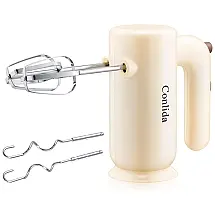 Hand Mixer Batedeira de Mão com 5 Velocidades e 4 Acessórios em Aço Inoxidável, 350W, 110v, CONLIDA, Creme