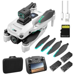 Drone Profissional 4K com GPS, Controle Remoto com Tela, Prevenção de Obstáculos, Motor Sem Escova, Transmissão 5G e 3 Baterias, Mcokoe