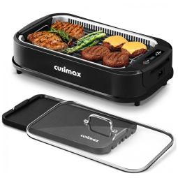 Churrasqueira Grill Elétrica até 6 Porções com Chapa Antiaderente e Painel Digital, 110V, CUSIMAX, Preta