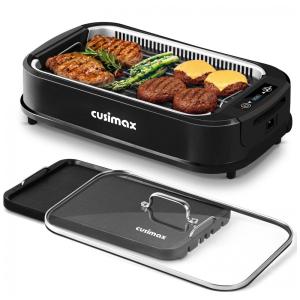 Churrasqueira Grill Elétrica até 6 Porções com Chapa Antiaderente e Painel Digital, 110V, CUSIMAX, Preta