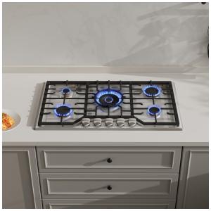 Cooktop a gás 5 queimadores Robam inox 36cm série Turbo Flame queimadores em latão proteção contra falha de chama 110V