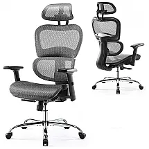 Cadeira de Escritório Ergonômica com Suporte Lombar e Apoios 3D, JHK, Cinza