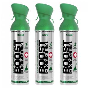 Boost Oxygen 3-Pack: Latas Portáteis de Respiração, Suporte Respiratório, 10 Litros, Natural. Ideal para suporte respiratório em qualquer