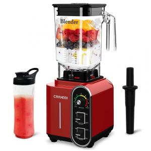 Liquidificador Profissional de Alta Velocidade 2,3L com Desligamento Automático e Copo Portátil de 600mL, 110V 1800W, CRANDDI, Vermelho