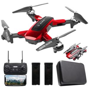Drone com Camera 1080P e 2 Baterias para Adultos, LOZENGE HJ38, Vermelho