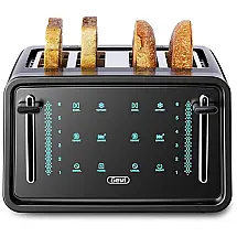 Torradeira Elétrica de 4 Fatias com 7 Níveis de Tostagem, Aço Inoxidável, 900W, 110v, GEVI, Prateado