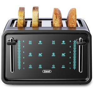 Torradeira Elétrica de 4 Fatias com 7 Níveis de Tostagem, Aço Inoxidável, 900W, 110v, GEVI, Prateado