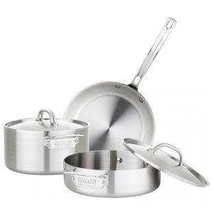 Conjunto de Panelas e Frigideiras de Aço Inoxidável, 5 Peças, VIKING CULINARY 4515 1S05S, Prateado