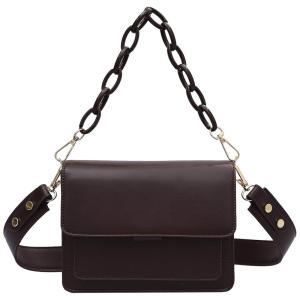 Bolsa Feminina de Ombro em Couro Sintético, ZOCILOR, Marrom Escuro