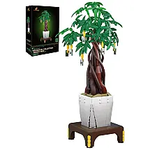 Kit de Construção Bonsai Árvore do Dinheiro com 1000 Peças, JMBricklayer, Verde e Marrom