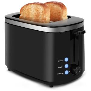 Torradeira Elétrica 2 Fatias em Aço Inoxidável com 7 Níveis de Tostagem e Bandeja de Migalhas Removível, iFedio, Preta