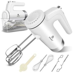 Batedeira de Mão com 9 Velocidades e Acessórios, 400W, Branca, 110v, AXUAN, Branco