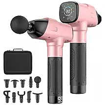 Massageador Pistola Elétrico Profissional Sem Fio 10 Acessórios, ORIBOX Gun0001, Rosa