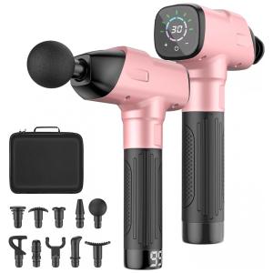 Massageador Pistola Elétrico Profissional Sem Fio 10 Acessórios, ORIBOX Gun0001, Rosa