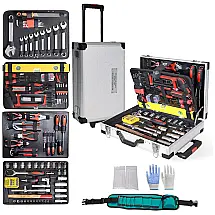 Kit de Ferramentas com Maleta de Transporte, 200 Peças, ALOVELX, Vermelho