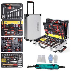 Kit de Ferramentas com Maleta de Transporte, 200 Peças, ALOVELX, Vermelho