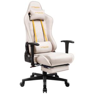 Gtracing Cadeira Gamer Ergonômica Ajustável com Apoio para os Pés, Branca