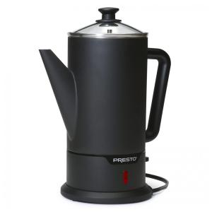 Cafeteira em Aço Inoxidável com Capacidade para 12 Xícaras, Design Moderno e Alça que Permanece Fria, Presto 02815, Preto Fosco