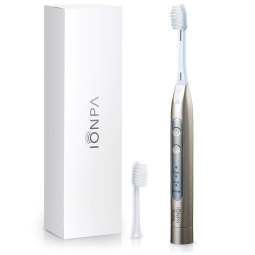 Escova Dental Elétrica IONPA DH 3 Modos, 2 Cabeças de Escova Filamento Macio, IONIC KISS, Dorado