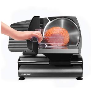 Fatiador de Frios Elétrico de Aço Inoxidável, 180W, 110v, CHEFMAN Die Cast Electric Deli Food Slicer,, Preto