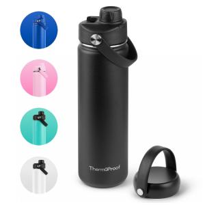 Garrafa Térmica para Água 650mL em Aço Inoxidável com Isolamento a Vácuo de Parede Dupla e 2 tampas à Prova de Vazamento