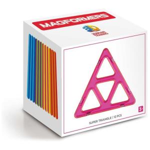 Kit de Construção Super Triângulo Geométrico Educativo 12 Peças, para Crianças a Partir de 3 Anos, MAGFORMERS 13016, Rosa