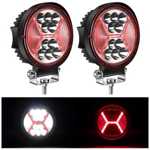 Farol de Milha LED Off Road 2646 Lúmens 6000K 126W Alumínio à Prova Dágua, YORKIM, Vermelho