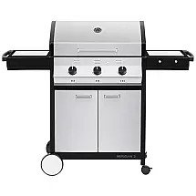 Churrasqueira a Gás 42.600 BTU com 3 Queimadores, 2 Portas e Mesas Laterais em Aço Inoxidável, CADAC 98510 31 01 US, Branco