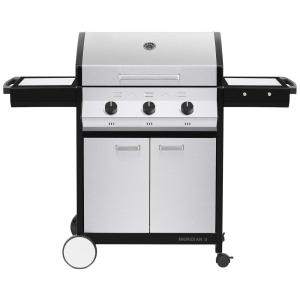 Churrasqueira a Gás 42.600 BTU com 3 Queimadores, 2 Portas e Mesas Laterais em Aço Inoxidável, CADAC 98510 31 01 US, Branco