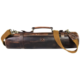 Estojo, Bolsa de Couro para Facas com 20 Slots, Facas não Incluídas, AARON LEATHER GOODS VENDIMIA ESTILO KR34, Marrom
