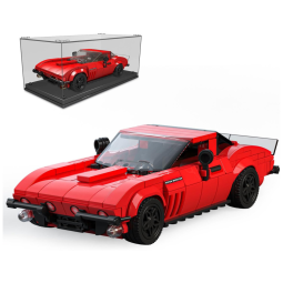 Kit de Construção Corvette Chevrolet com 332 Peças e Vitrine de Acrílico para Crianças Acima de 8 Anos, Mold King