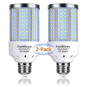 Lâmpada LED 200W 6000 Lumens 6500K Branca com Base E26, E27, 2 Unidades, FANNICOO, Branco