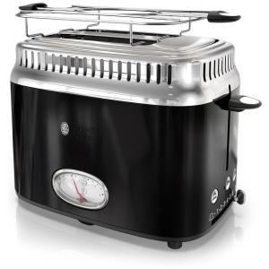 Torradeira Elétrica Estilo Retrô, 2 fatias, 110v, RUSSELL HOBBS TR9150BKR, Preto