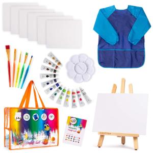 Kit de Pintura Conjunto Artístico com 27 Peças, Inclui 12 Tintas, COLORCRAYZ, Amarelo