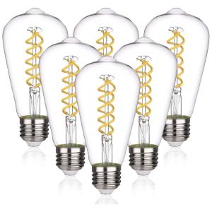 Lâmpada LED Vintage 450LM, 8,5W Natural 4000K, 6 Un, AUSTIN COAST, Amarelo