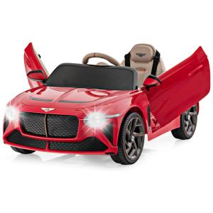 Carro Elétrico Infantil a Bateria com Controle Remoto, Portas de Tesoura, Luzes e Efeitos Sonoros, 12V, Costzon, Vermelho