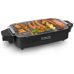 TONZ Churrasqueira Elétrica Portátil serve 6 Porções com Painel de Controle, 1800W, 110v, TONZE HB 400, Preto