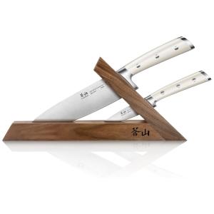 Conjunto de Facas em Aço Inoxidável com Bloco de Bancada, 3 Peças, CANGSHAN, Branco