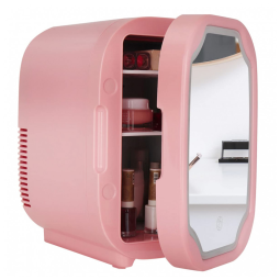 Geladeira para Skincare 8 Litros com Espelho, 12V, Bivolt, HCALORY, Rosa