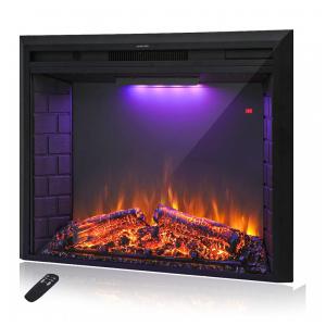 Lareira Elétrica Masar Flame de Embutir A69x109L com Controle Remoto, Luz de LED e Som de Fogo, 1500W, 110v, MASARFLAME, Preto