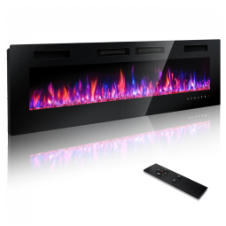 Lareira Elétrica de Embutir A45x182L cm com Controle Remoto ou Tela Sensível ao Toque, Temporizador e Baixo Ruído, 110V 1500W, Green Party