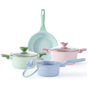 Jogo de Panelas e Frigideiras Antiaderentes em Alumínio, Caannasweis, Colorido