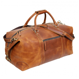 Bolsa de Viagem Masculina C Clássica de Couro, CUERO, Marrom