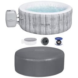 Spa Inflável Hidromassagem com 120 Jatos, Capa Protetora Térmica a Prova DÁgua, Bestway, Cinza