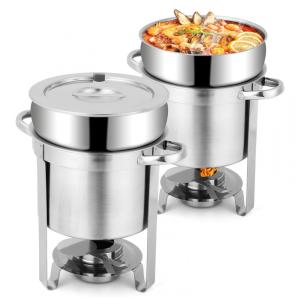 Caldeirão de Sopa Rechaud 7 L Redondo em Aço Inoxidável 2 UN, Snowtaros