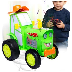 Carrinho de Brinquedo Pula-Pula Maluco - Controle Remoto com Luzes e Música, Dinossauro para Crianças, Caminhão RC Escala 1:18,LYYCLFQ