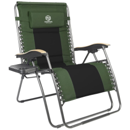 Cadeira Reclinável Ajustável Gravidade com Apoio de Cabeça e Porta Copos, COASTRAIL OUTDOOR Zero Gravity Chair, Verde