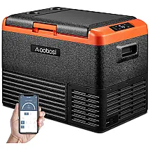 Cooler Elétrico Automotivo Portátil 40L com Controle por App e Painel LED AAOBOSI Preto e Laranja