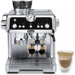 Máquina de Café Expresso em Aço Inoxidável com Capacidade de 1,3L e Moedor de Rebarbas Integrado, 110V 1450W, De Longhi Specialist Prestigio